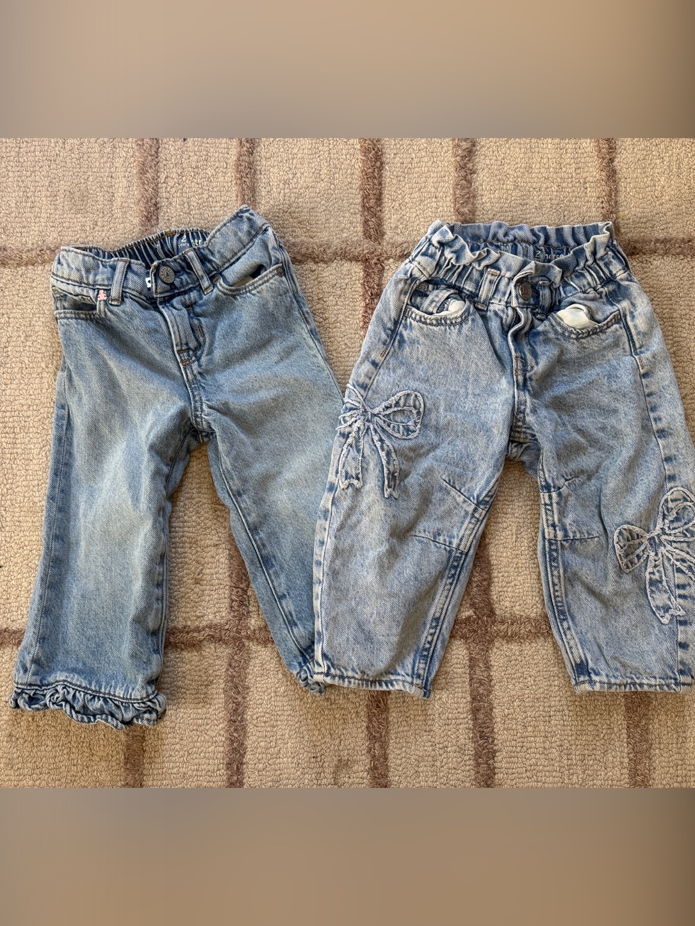GAP Girls Light Blue Denim Jeans with Ruffle Waist and Bow Details